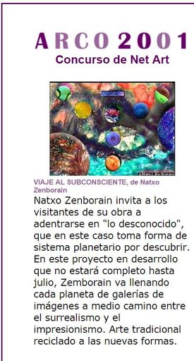 Arco Madrid Concurso de Net Art. Proyecto Natxo Zenborain