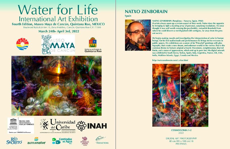 Natxo Zenborain en el Museo Maya de Cancún México presentado Cosmogonias Psychoart