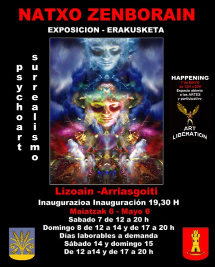 Cartel Exposición Erakusketa ; Surrealismo & Psychoart. Natxo Zenborain en Lizoain